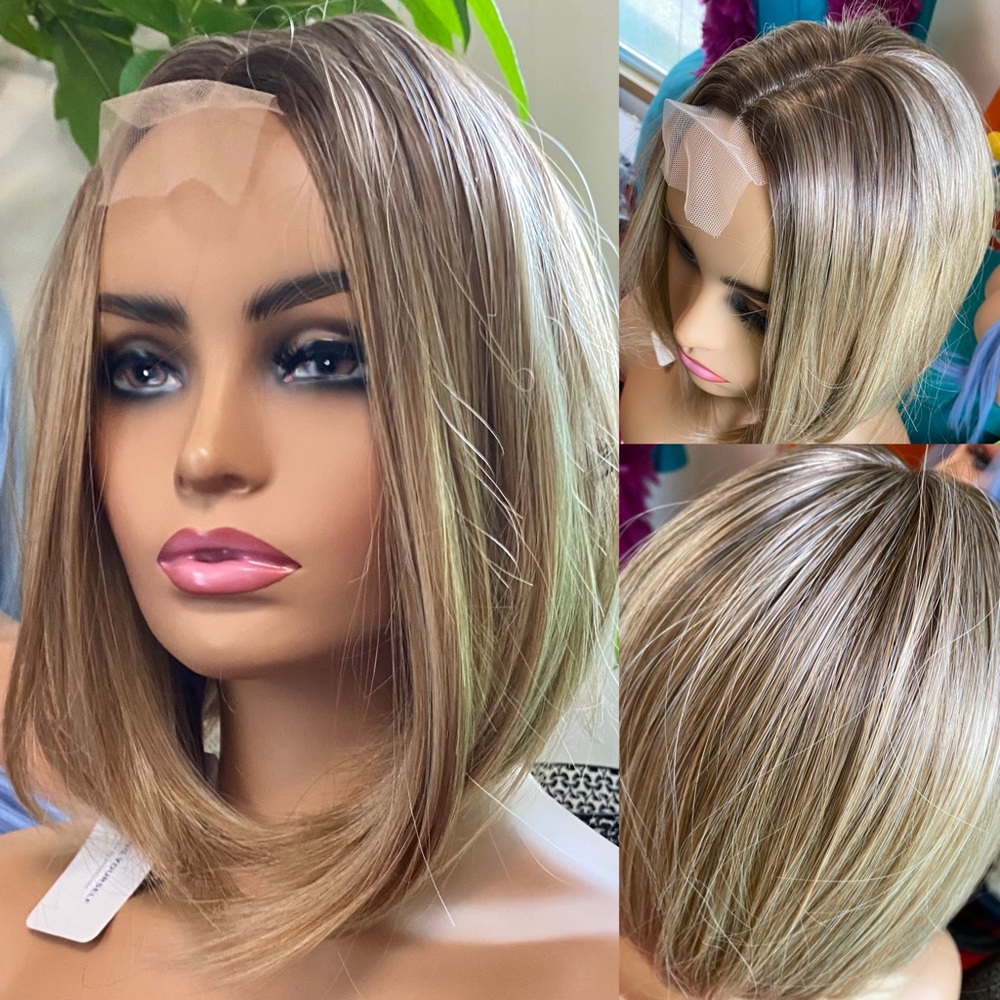 Champagne dirty blonde lace bob wig